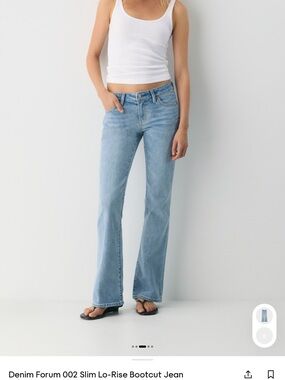 Denim Forum Light Wash Slim Low-Rise Bootcut Jeans